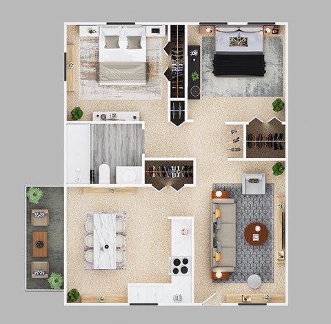 2-bedroom floor plan.